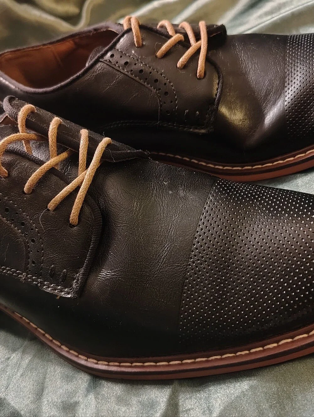 Madden Mens Size 8.5 Black Textured Leather Lace Up Derby Oxfords OrthoLite